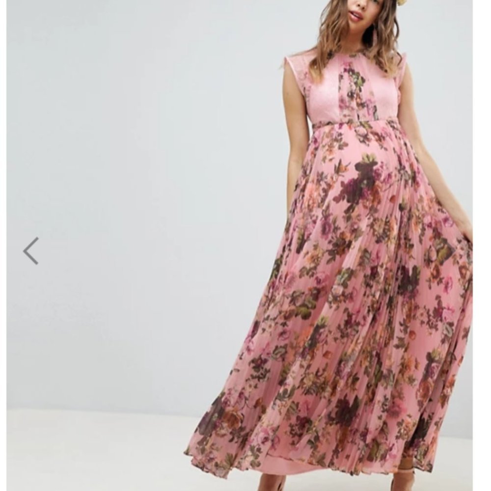 ASOS DESIGN Maternity pleated maxi dress